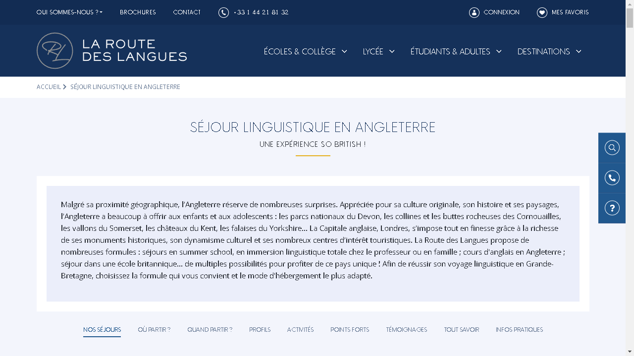 Capture d'écran de http://www.laroutedeslangues.com/sejour-linguistique/angleterre/